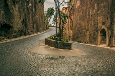 Cobblestone Tag Wallpapers: Lovely Road Flowers Cobblestone House ...