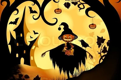 Halloween Bitmap Illustration Backgrounds With Pumpkin