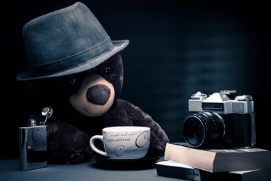 Cappuccino coffee camera bear toy hd wallpapers Magic4Walls.com