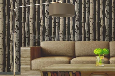 Fine Decor Birch Tree Wallpapers Charcoal Gold