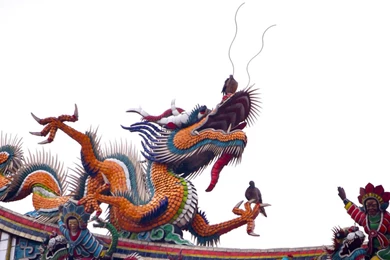 Download Wallpapers 2560x1024 Roof, China, Dragon, Decoration Dual ...