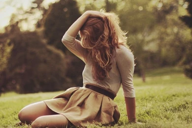 Download Wallpapers 1024x1024 Nature, Girl, Hair, Face, Dress ...