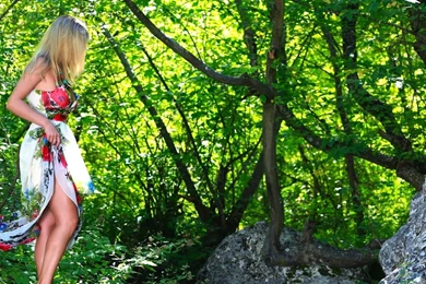 Download Wallpapers 2560x1024 Girl, Nature, Stones Dual Monitor ...