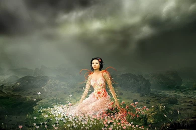 Wallpapers Open Girl Free Flower The 1024x768