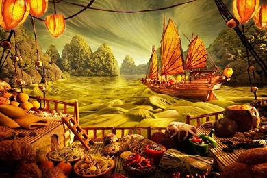 Fantasy Ships Game Art Asian Oriental Wallpapers