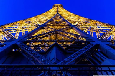 Eiffel Tower Blue And Yellow HD Desktop Wallpapers : Fullscreen ...