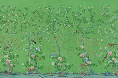 Yrmural   Hand Painted Wallpaper,Chinoiserie Wallpaper,Silk Wallpapers
