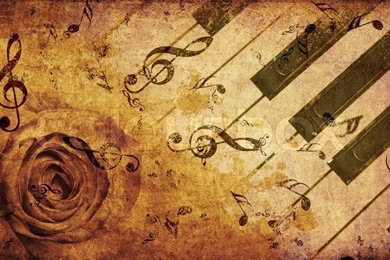 Music Backgrounds With Rose And Notes Stock Photo