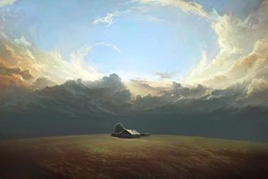 Farm Under The Cloudy Sky Artistic Backgrounds Desktop Wallpapers By ...