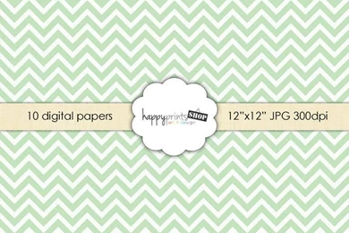 INSTANT DELIVERY   Digital Paper Pack: Mint Green In Chevron ...