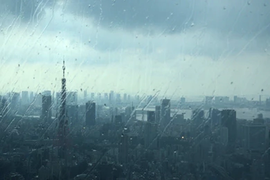 Japan Tokyo Cityscapes Urban Water Drops Tokyo Tower Rain On Glass ...