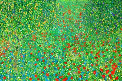 1366x768 Arts, Gustav Klimt, Gustav Klimt Work, Poppy, Painting ...
