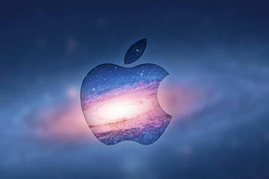 Apple Logo Over Andromeda Galaxy iPad Wallpapers HD