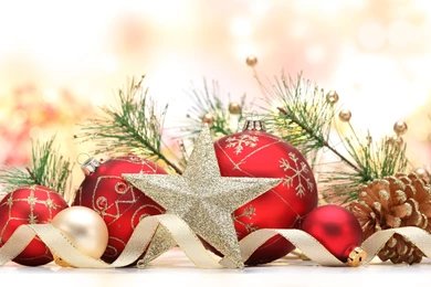 Beautiful Decorations With Pine Needles On Christmas Wallpapers ...