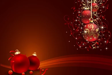 Beautiful Picture With Red Christmas Toys On Christmas Wallpapers ...
