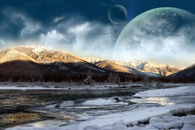 Ice Mountains Outer Space Planets Science Fiction Wallpapers ...