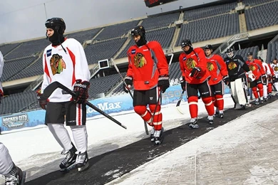 Hawks Practice With USA Warriors   02/16/2013   Chicago Blackhawks ...