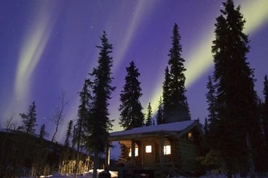 Desktop Wallpapers » Natural Backgrounds » Cabin Glow, Alaska ...