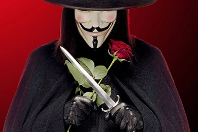 V Holding A Sword And A Rose In V For Vendetta Wallpapers 27851