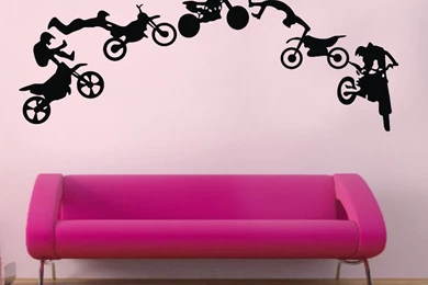 Motorcycle Stunt Wall Sticker Motorbike Poster Wall Decal Vinyl ...