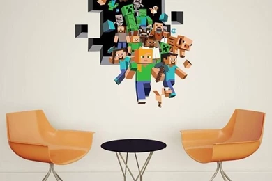 2015 New Minecraft Wall Stickers Creeper Enderman Wallpapers 3D ...