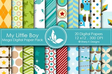 Digital Papers & Backgrounds   My Little Boy   20 Digital Papers ...