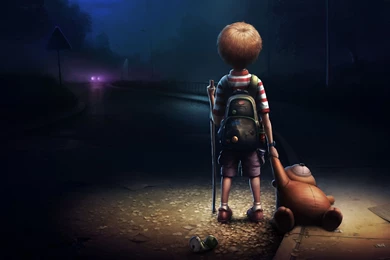 On The Road At Night Widescreen Wallpapers