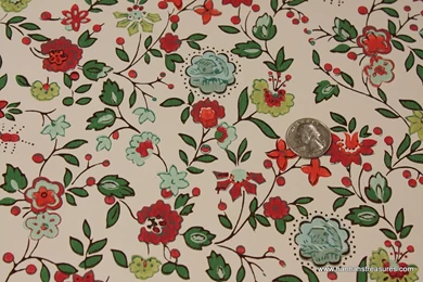 1940's Vintage Wallpapers Blue Green And Red By HannahsTreasures