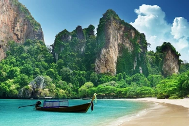 Summer Moutain Seaside Beach Blue Sunny Sky iPad Wallpapers ...