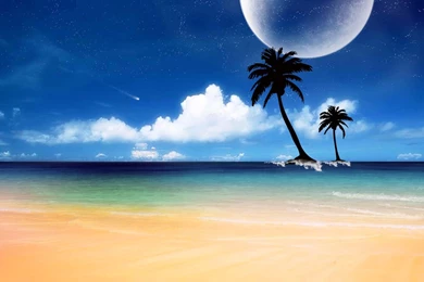 Strange Moon In Sunny Beach Land, Artistic, 1920x1200 HD Wallpapers ...