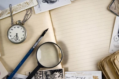 Download Wallpapers 2048x1152 Vintage, Magnifier, Watch, Book ...