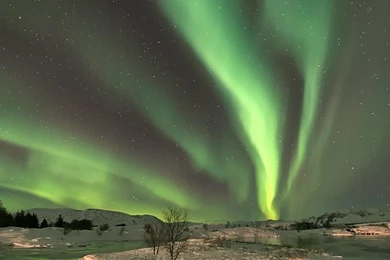Iceland Blue Lagoon Northern Lights   Wallpaper.