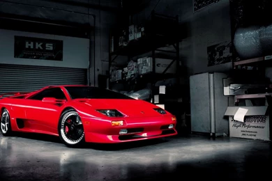 Download Wallpapers 3840x2160 Red, Garage, Car, Lamborghini 4K ...