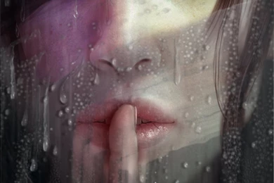 Art Girl Blue Eyes Shut Up Window Water Rain Wallpapers