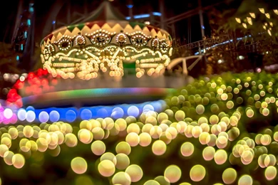 Carousel, Park, Bokeh Lights, City Night, Photo, Hd Wallpapers