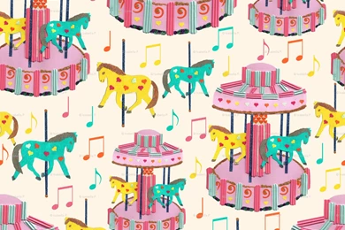 Carousel Cakes Fabric   Inscribed_here   Spoonflower