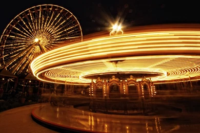 Amusement Parks: Carousel Ferris Wheel Chicago Pier Night Motion ...