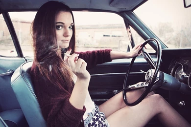 Lovely Girl Model Ford Mustang Car Wallpapers