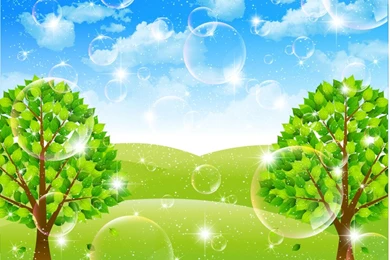 Fantasy Bubbles Tree Backgrounds Vector