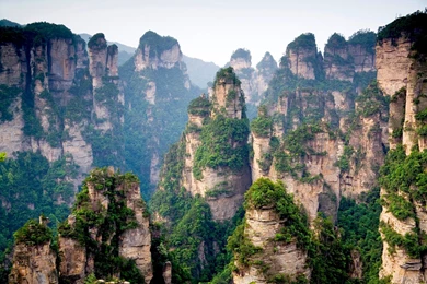 China Cliff Pillars Mountain Nature HD Wallpapers