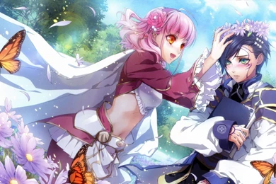 Download Wallpapers 1920x1080 Anime, Boy, Girl, Flowers, Wreath ...