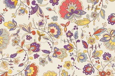 Cute Colorful Floral Seamless Pattern With Abstract Flower ...