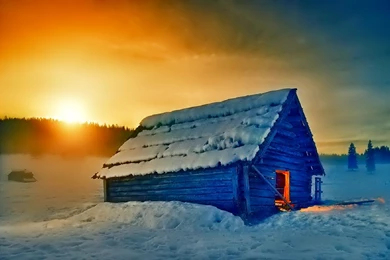 Houses Winter Photography Wonderful Tree Sun Snowflakes Snowflake ...