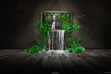 Download 1920x1080 Painting Waterfall Wallpapers