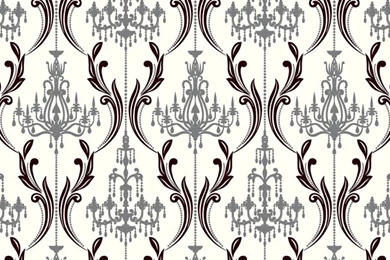 AB2170 Black & White Chandelier Damask Wallpapers By York