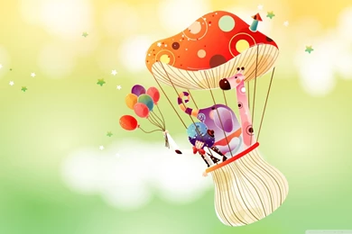 Childhood Fairytales Mushroom Balloon HD Desktop Wallpapers ...