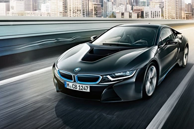 Black BMW I8 In City Wallpapers HD