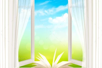 Backgrounds With An Open Window And Open Book.
