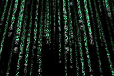 Green Binary Code On Black Backgrounds Stock Photo
