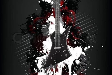 Electric Guitar With Abstract Swirl Isolated On Black Backgrounds ...